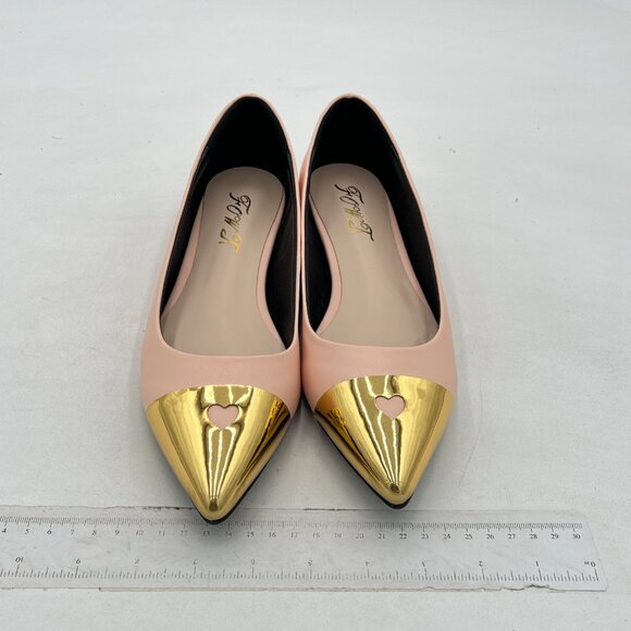 FOWT Light Pink Classic Slip-on Pointed Toe Flats for Women Chic Cap Toe Shoes - Picture 2 of 7